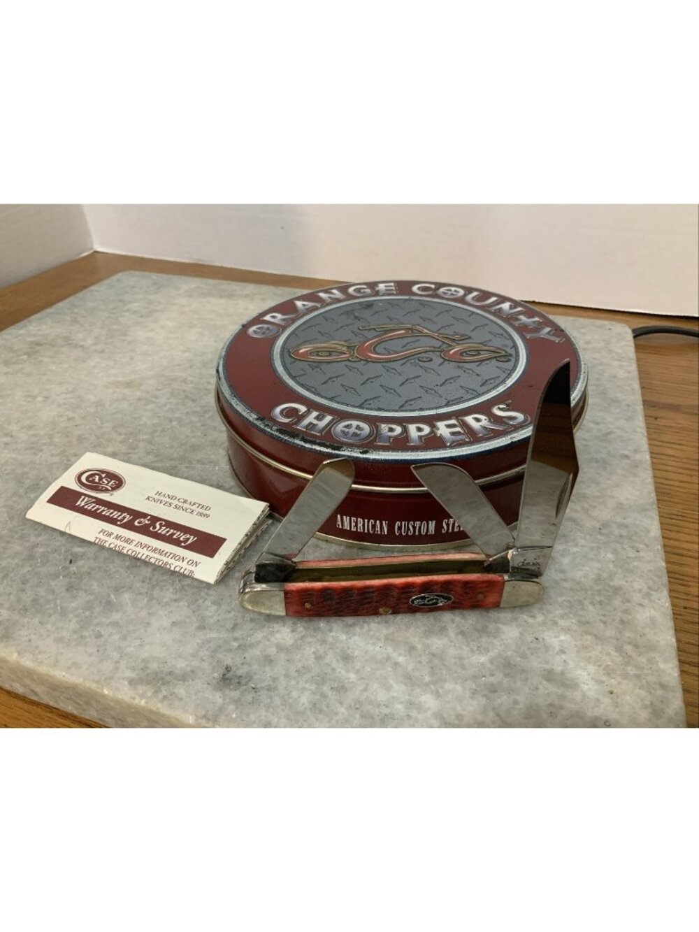 2005 Case XX USA 6347 XX OCC Orange County Choppers Pocket Knife Mint Tin